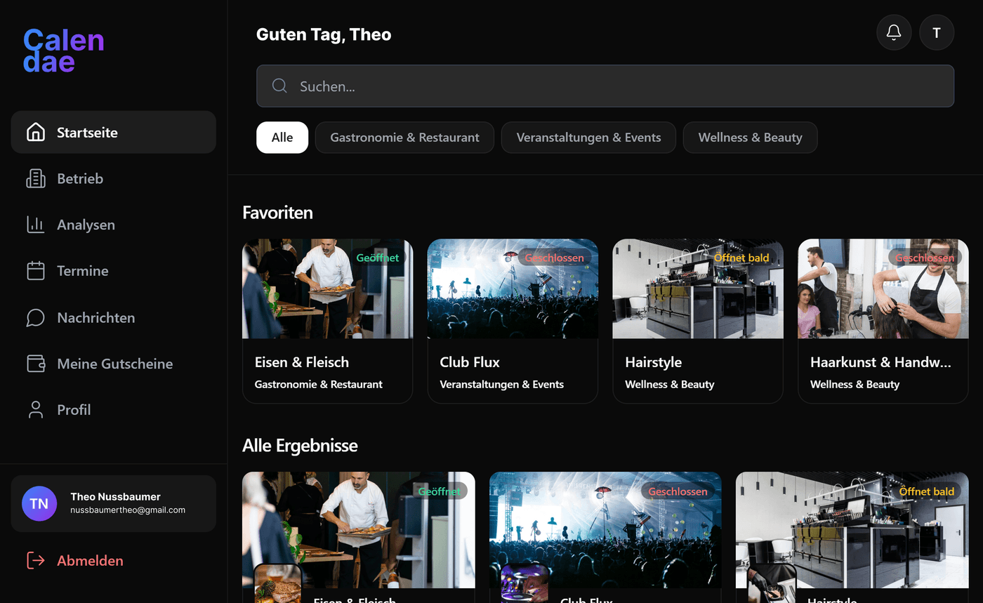 Calendae — Booking platform for businesses and guests